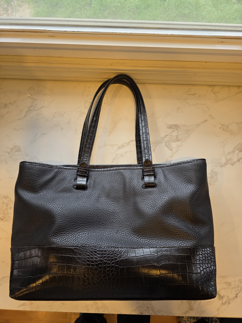 croft & barrow Black Textured Tote Bag